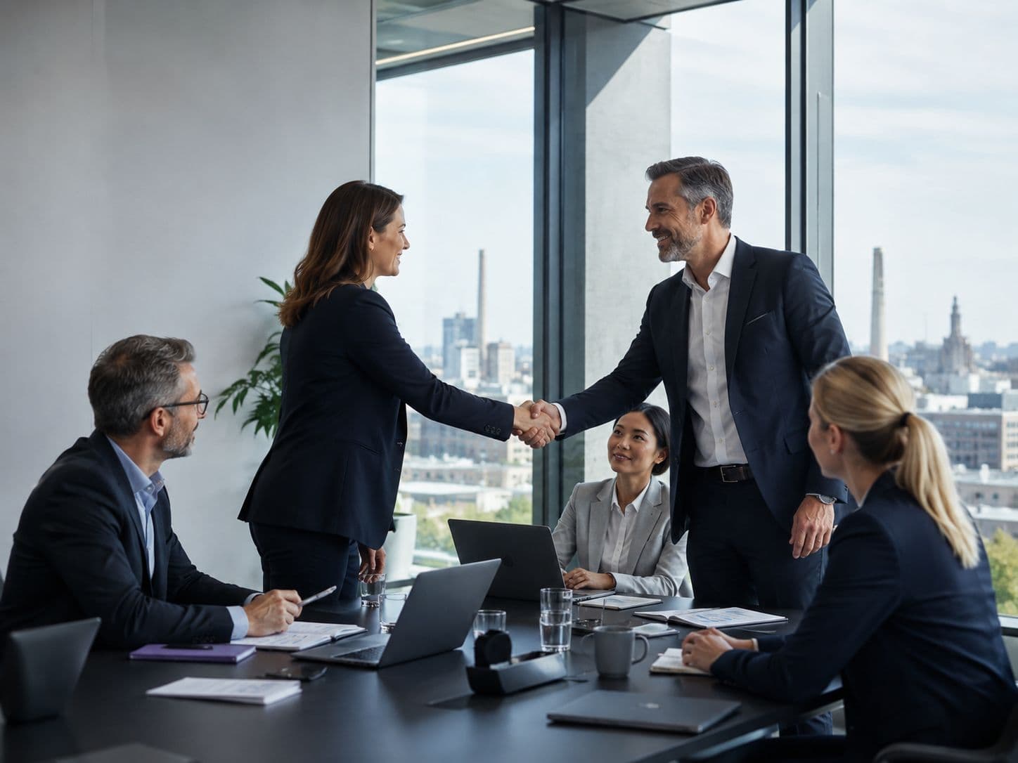 Projektteam aus internen und externen Mitarbeitern im Gespräch